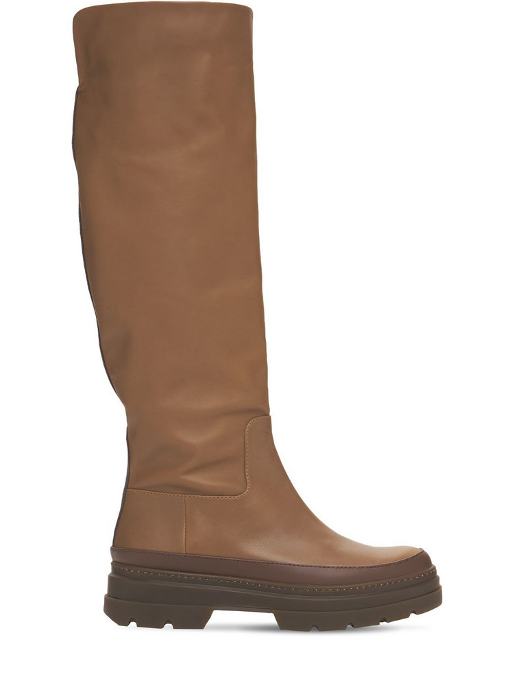 MAX MARA 50mm Beryl Leather Tall Boots in brown
