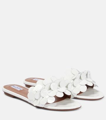 alaia confetti leather sandals in white