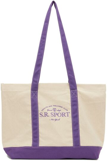 Sporty & Rich Off-White Wimbledon Tote in natural / purple