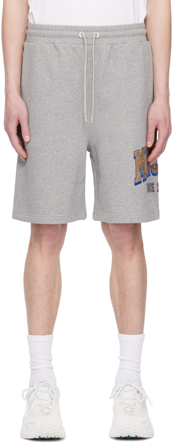 moncler gray flocked shorts in grey
