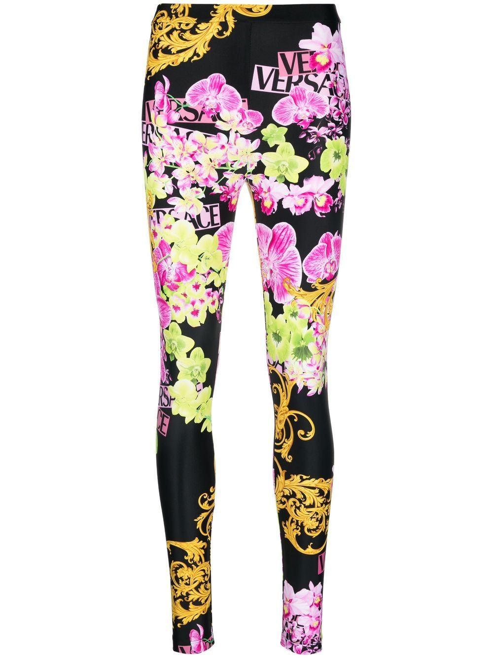 Versace floral-print leggings - Black