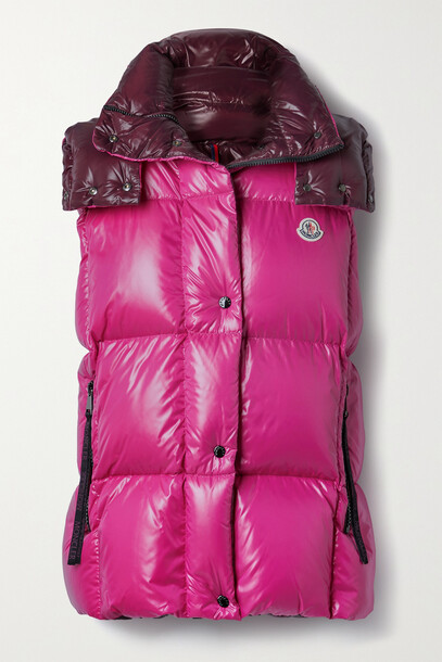 Moncler - Luzule Two-tone Hooded Quilted Shell Down Vest - Pink