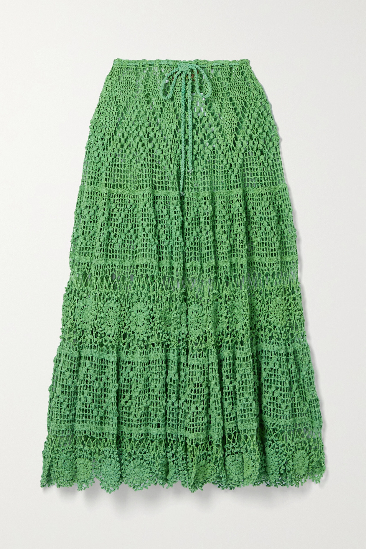 Alix Pinho - Joyce Crocheted Cotton Maxi Skirt - Green