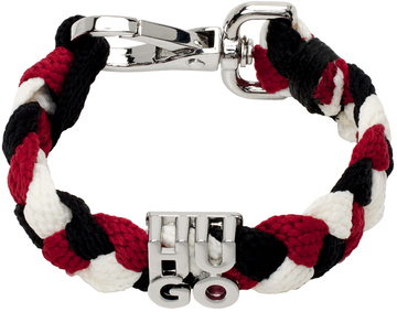 hugo red & black stacked logo bracelet