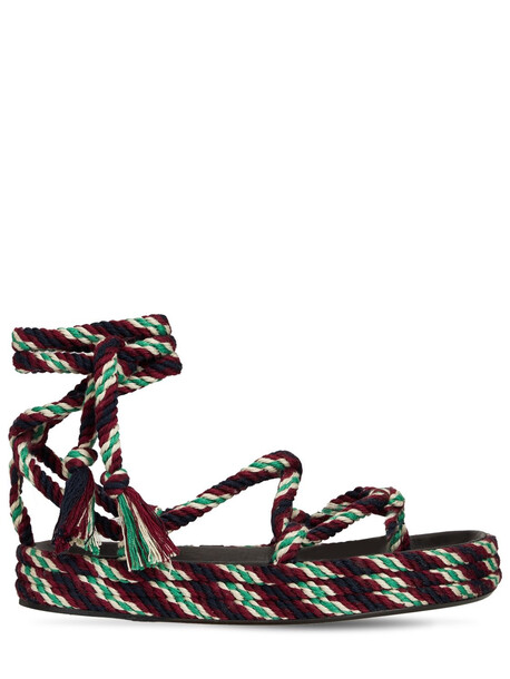 ISABEL MARANT 30mm Erol Rope Lace-up Sandals in green / multi