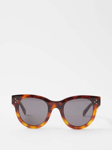 celine eyewear - bold story round tortoiseshell-acetate sunglasses - womens - black brown multi