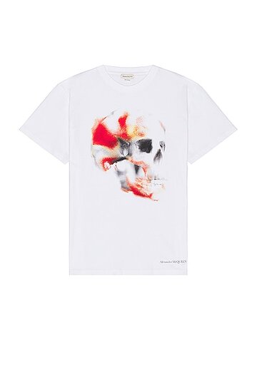 alexander mcqueen obscured skull print t-shirt in white