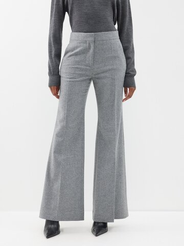 givenchy - wool-flannel wide-leg trousers - womens - light grey