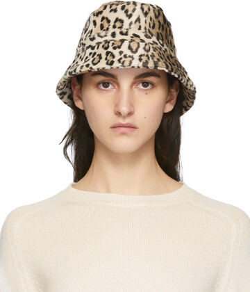 S Max Mara Beige Leopard Velvet Nastie Bucket Hat in ivory