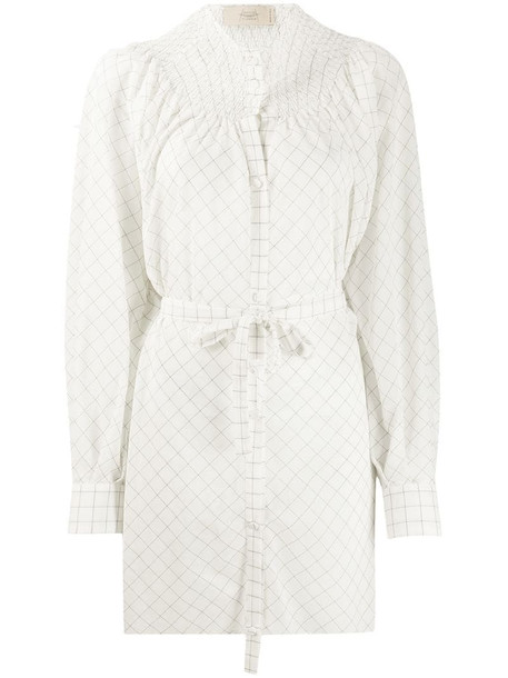 Maison Flaneur tied-waist lose-fit shirt in white
