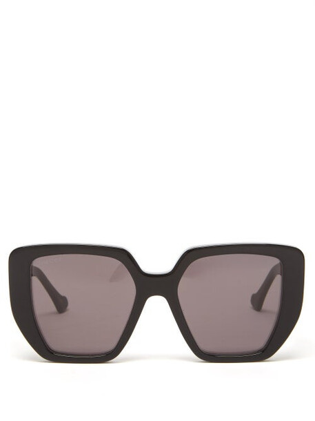 Gucci - GG-logo Oversized Square Acetate Sunglasses - Womens - Black Grey
