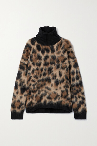 Dolce & Gabbana - Brushed Leopard Jacquard-knit Turtleneck Sweater - Brown