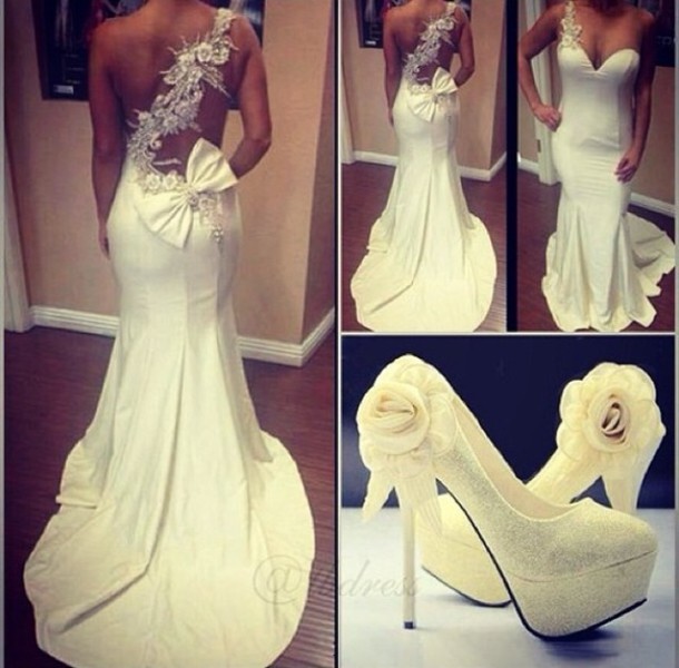 dress white dress wedding dress beautiful shoes