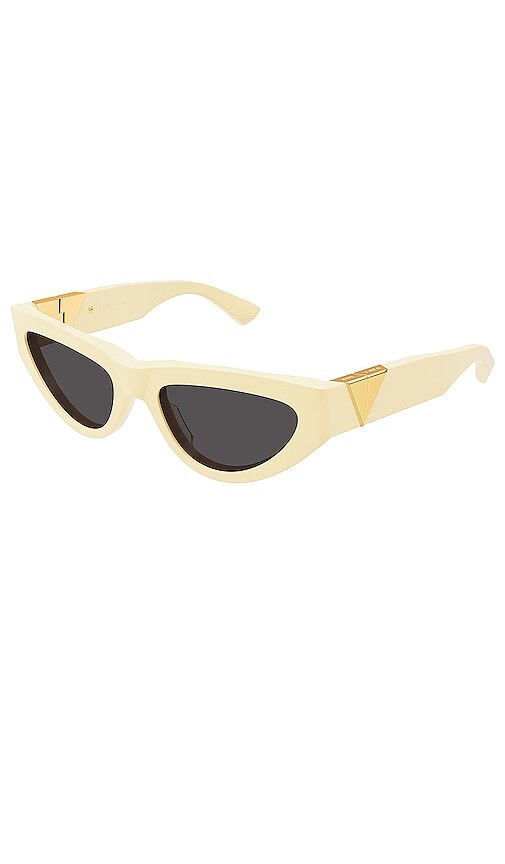 Bottega Veneta New Triangle Acetate Cat Eye Sunglasses in Yellow