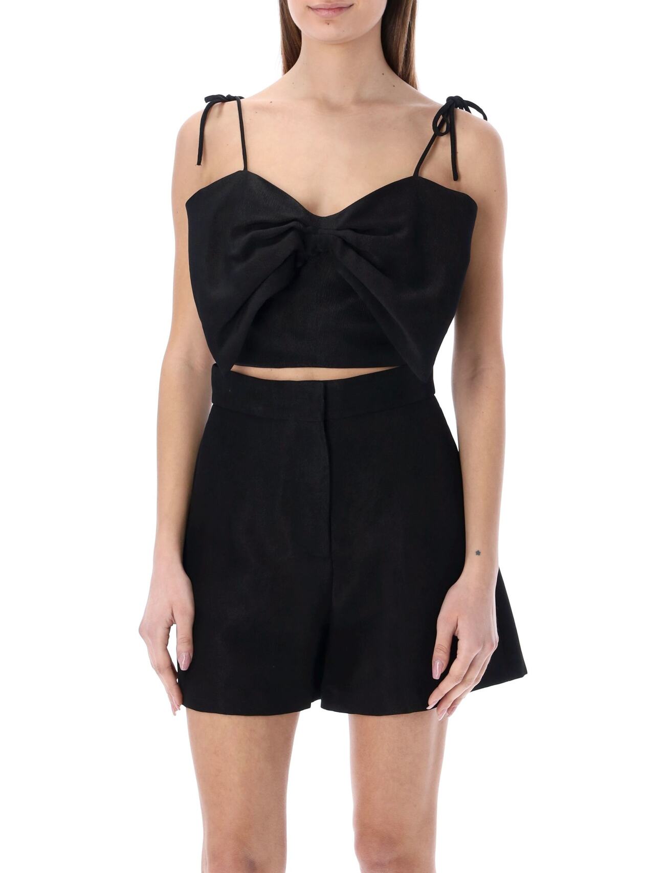 MSGM Bow Cropped Top in black