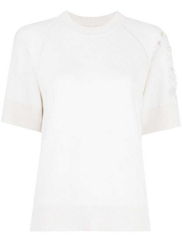 Barrie fine-knit cashmere top in white