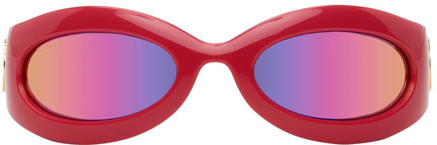 Gucci Pink Oval Sunglasses in red