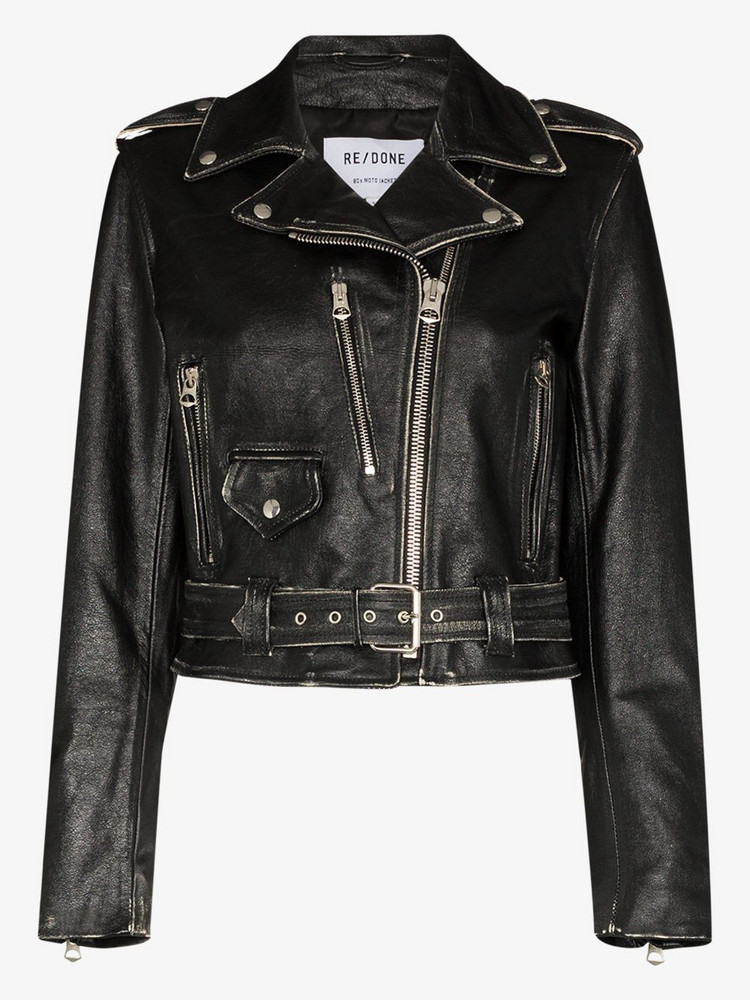 RE/DONE Moto leather bomber jacket in black