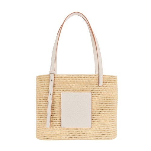 Loewe Paula's Ibiza - Small Square Basket Bag in natural / white