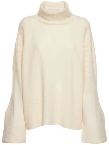 LOULOU STUDIO Maren Cashmere Turtleneck Sweater in white