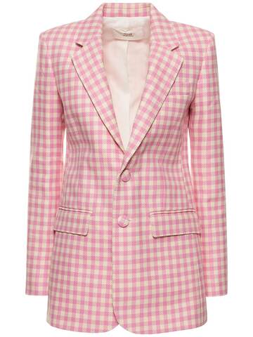ami paris check cotton & wool blazer in pink