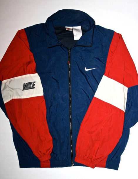 jacket, coat, nike, red, white, blue 