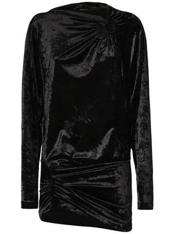 ISABEL MARANT Guila Stretch Velvet Mini Dress in black