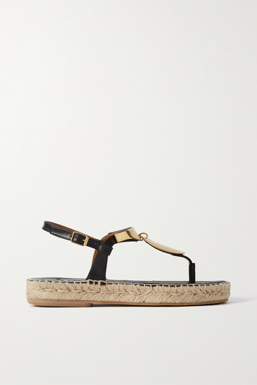Chloé Chloé - + Net Sustain Pema Embellished Leather Espadrille Sandals - Black