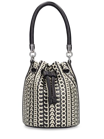 MARC JACOBS The Micro Bucket Top Handle Bag in black / white