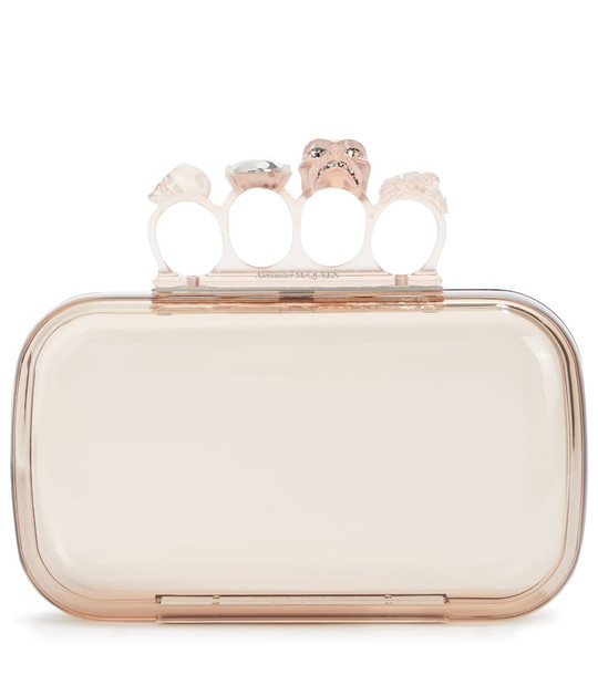 Alexander McQueen Four Ring embellished PVC clutch in pink