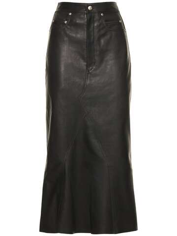 RICK OWENS Godet Leather Skirt in black