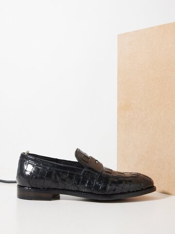 officine creative - tulane 005 woven-leather loafers - mens - black