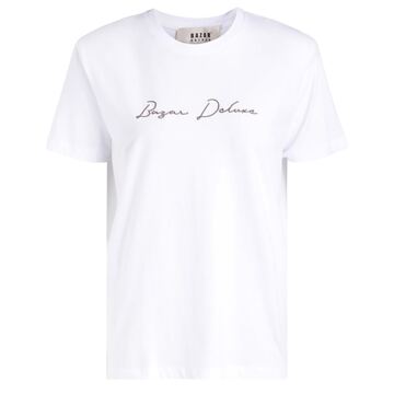 Bazar Deluxe White T-shirt With Brown Logo in bianco