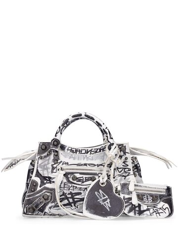 balenciaga xs neo cagole leather shoulder bag in white