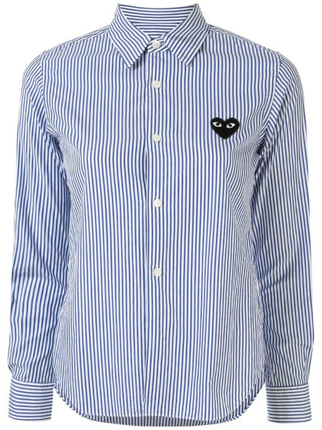 Comme Des Garçons Play striped-print branded shirt in blue