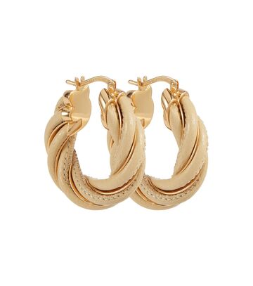 Bottega Veneta Twist gold-plated and leather hoop earrings in beige