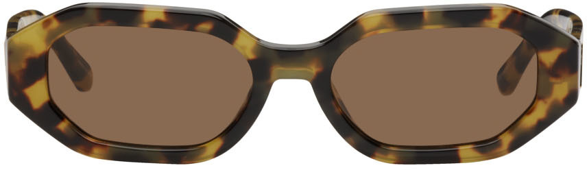The Attico Tortoiseshell Linda Farrow Edition Irene Sunglasses in gold / yellow