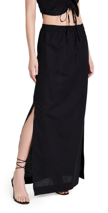 Something Navy Maxi Skirt with Slits in black