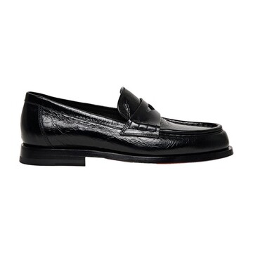 Santoni Leather penny loafer in black
