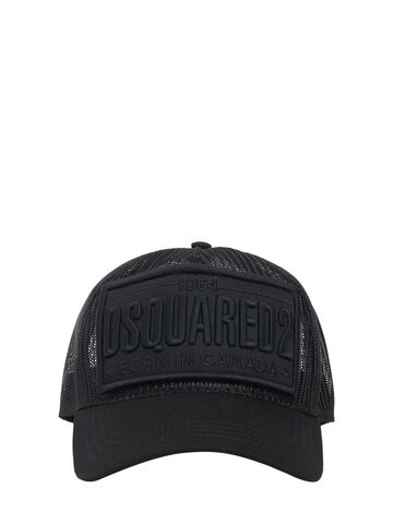 dsquared2 logo patch trucker cap in black