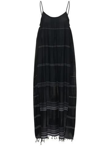lemlem leliti striped cotton long dress in black