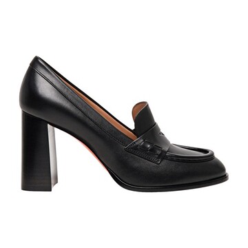 santoni leather high-heel pump in black