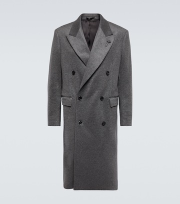 lardini double-breasted cashmere coat in grey