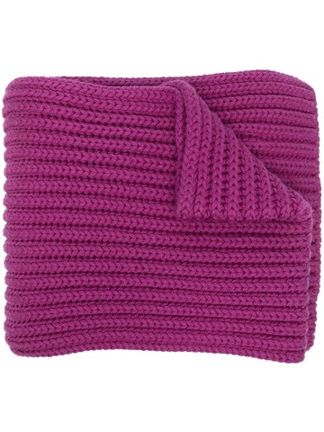 etro logo-patch chunky-knit scarf - pink