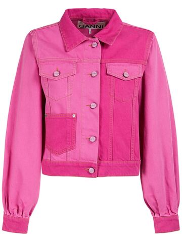 GANNI Overdyed Organic Cotton Trucker Jacket in pink