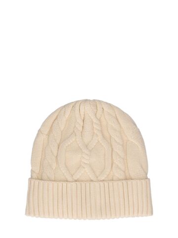 varley chamond cable knit beanie in white / beige