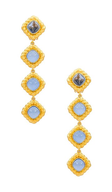 VALERE Annabella Earrings in Metallic Gold in blue