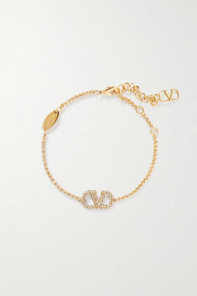 Valentino - Valentino Garavani Gold-tone And Crystal Bracelet - one size