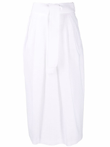 fabiana filippi belted cotton midi skirt - white