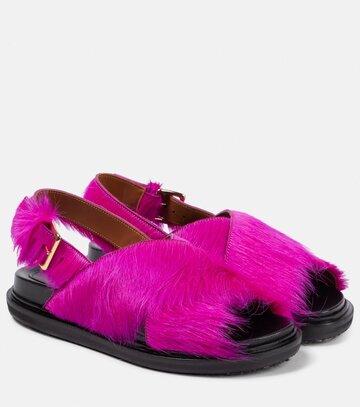 marni fussbett calf hair sandals in pink
